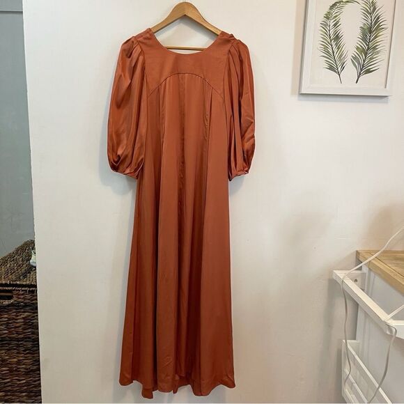 Rebecca Taylor Open Back Satin Auburn Dress in Size XS - Picture 5 of 12